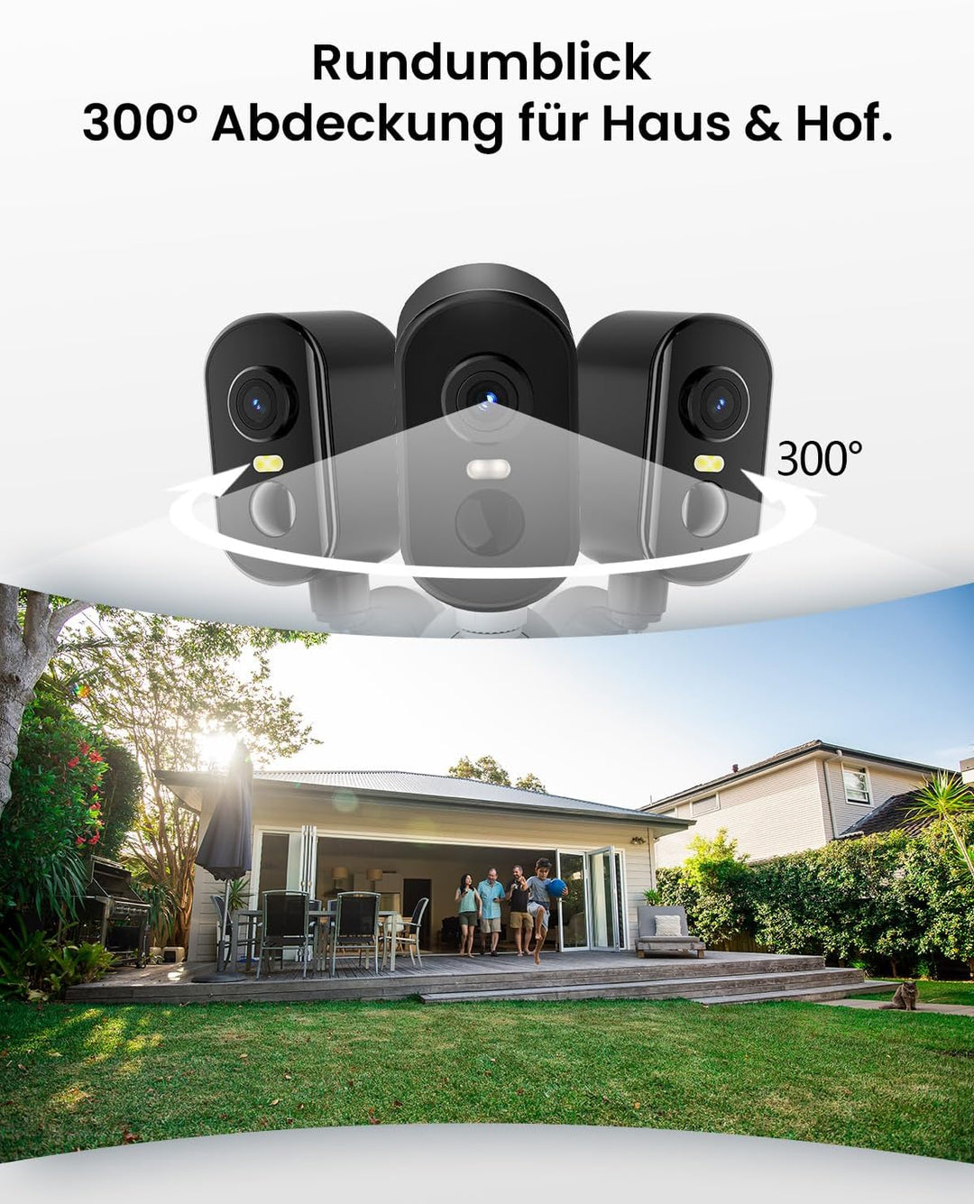 2K Überwachungskamera Aussen Akku, Magnetische Montage,Bewegungserkennung,WLAN Kabellose Überwachung