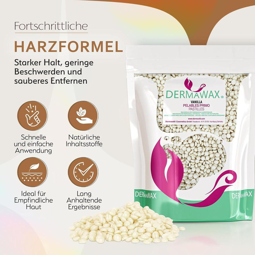 1 kg Dermawax Vanille Wachs Filmwachs Premium Heisswachs Waxing Perlen Wachsperlen ohne Wachsstreife