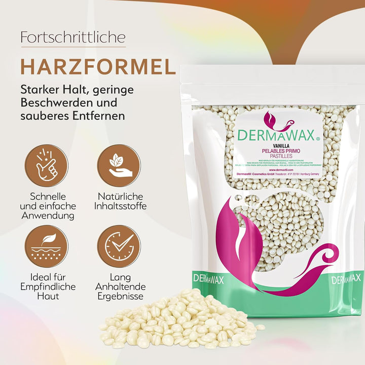1 kg Dermawax Vanille Wachs Filmwachs Premium Heisswachs Waxing Perlen Wachsperlen ohne Wachsstreife