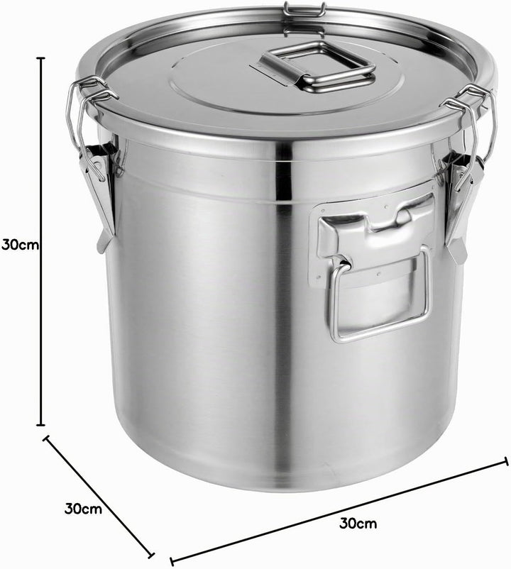 Apriltop 304 Edelstahl Luftdicht Vorratsbehälter mit luftdichtem Deckel, 21L Grosse Metall Lebensmit