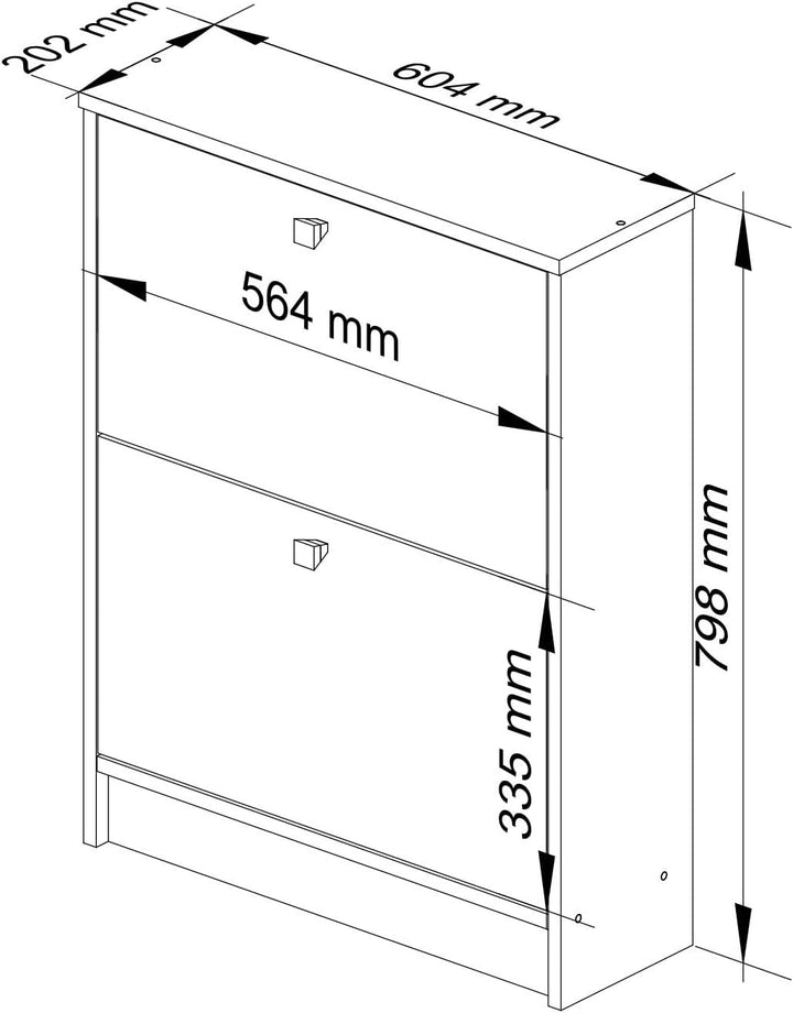AKORD Schuhschrank mit 2 Schuhkippern | Schuhkipper | Schuhregal geschlossen | Schuhbank | Schuhaufb