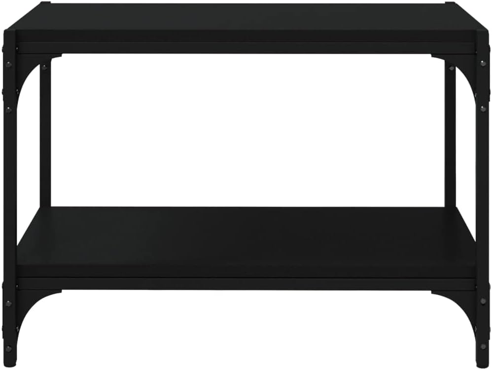 homiuse TV-Schrank Schwarz 60x33x41 cm Holzwerkstoff und Stahl TV Board Fernsehschrank Fernsehtisch