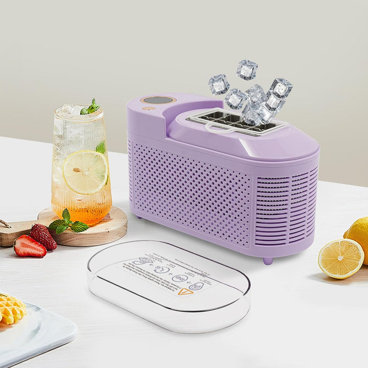 120W Mini-Eiswürfelmaschine Lila, 12V Kfz Eisbereiter, kompakte mobile Eismaschine, 8 Eiswürfel in 1