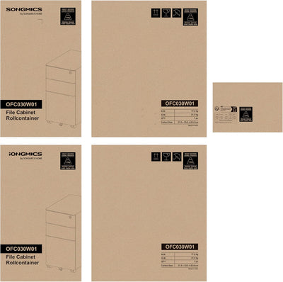 SONGMICS Rollcontainer, Aktenschrank, Büroschrank mit Rollen, Schreibtisch, Unterschrank, abschliess