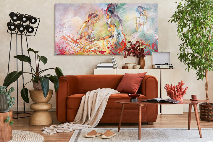 YS-Art Abstrakt Stil Acryl Gemälde auf Leinwand Heisser Sommer handgemalt Wandbilder Wohnzimmer mode