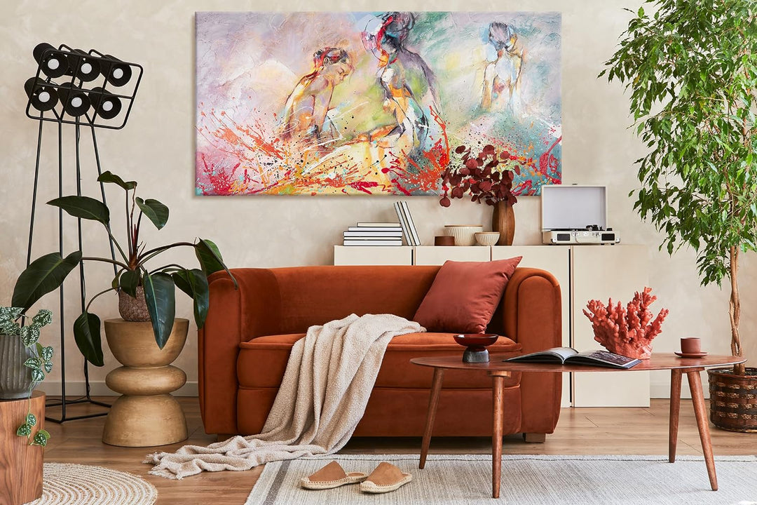 YS-Art Abstrakt Stil Acryl Gemälde auf Leinwand Heisser Sommer handgemalt Wandbilder Wohnzimmer mode