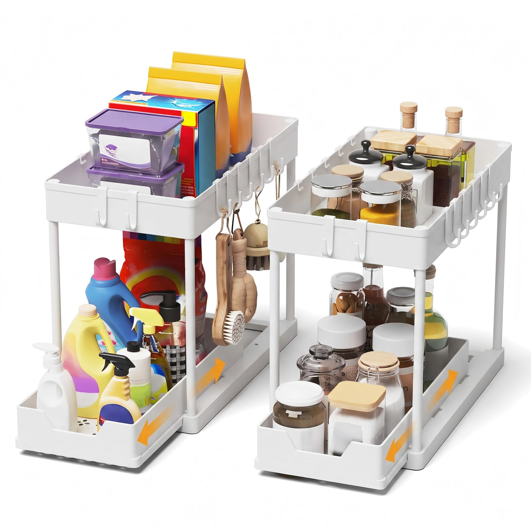 Küchen Organizer - 2 Stück Unter Waschbecken Regal Organizer - Ausziehbares Lagerregal Organizer mit