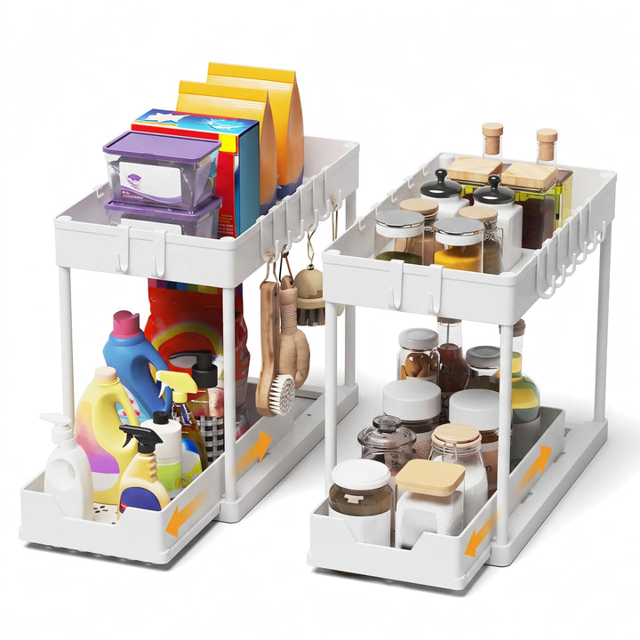 Küchen Organizer - 2 Stück Unter Waschbecken Regal Organizer - Ausziehbares Lagerregal Organizer mit