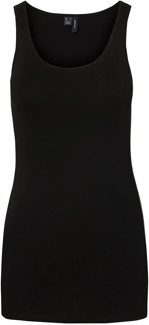 VERO MODA Damen VMMAXI My Soft Long Tank TOP GA XS Schwarzer 4er Pack (4x Black), XS Schwarzer 4er P
