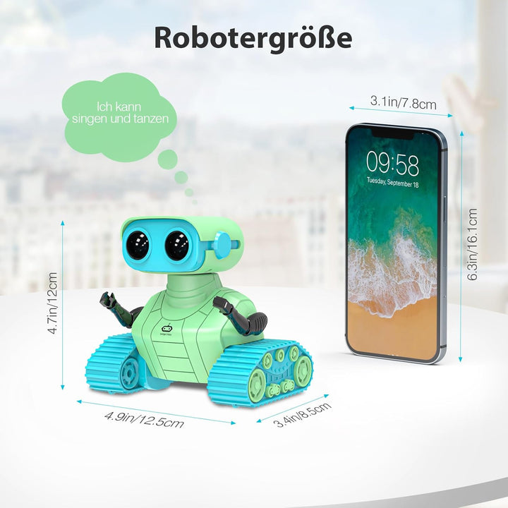 ALLCELE Roboter Kinder Spielzeug,wiederaufladbarer Ferngesteuerter Roboter mit LED-Augenmusik und lu