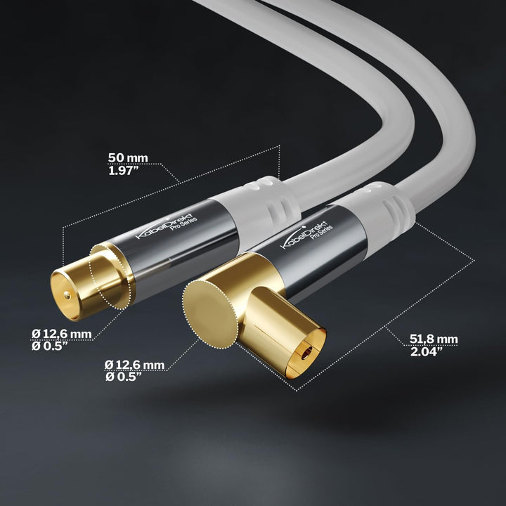 KabelDirekt – 4K Antennenkabel, Koaxialkabel, TV Kabel 90° gewinkelt/gerade – 10m – In Deutschland e