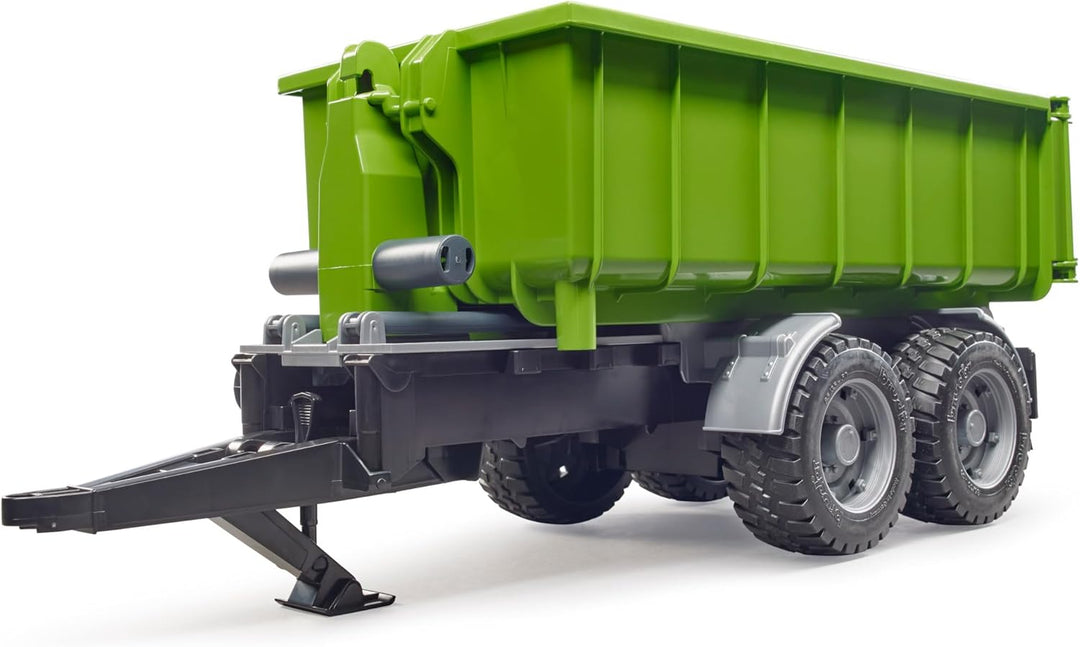bruder 02035 - Hakenlift-Anhänger für Traktoren, inklusive Kupplungsadapter - 1:16 Kippanhänger Tran