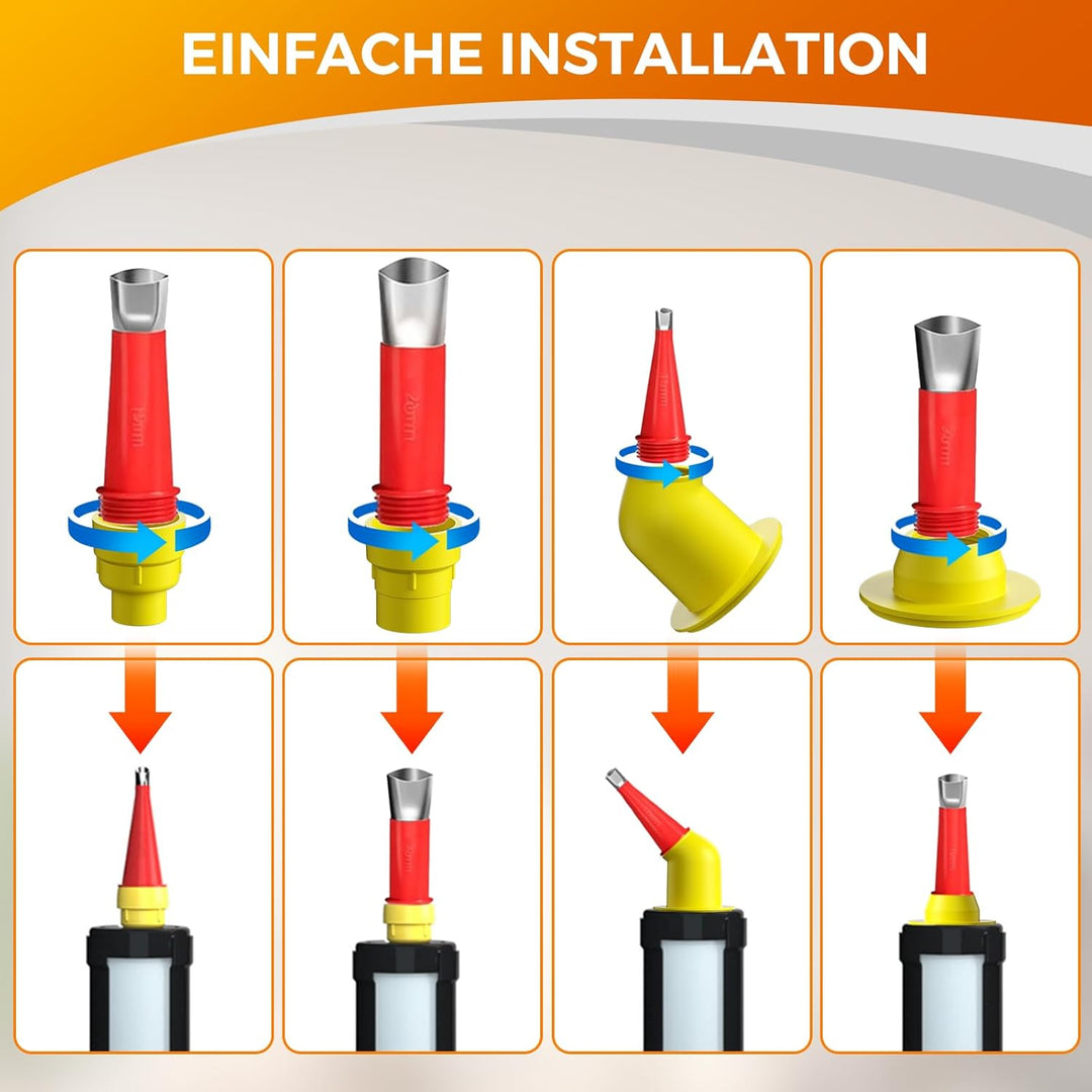 32 Stück Edelstahl Dichtungsdüse, Universal Integrierte Gummidüse Werkzeug Kit,Silikon Spitzen Kartu