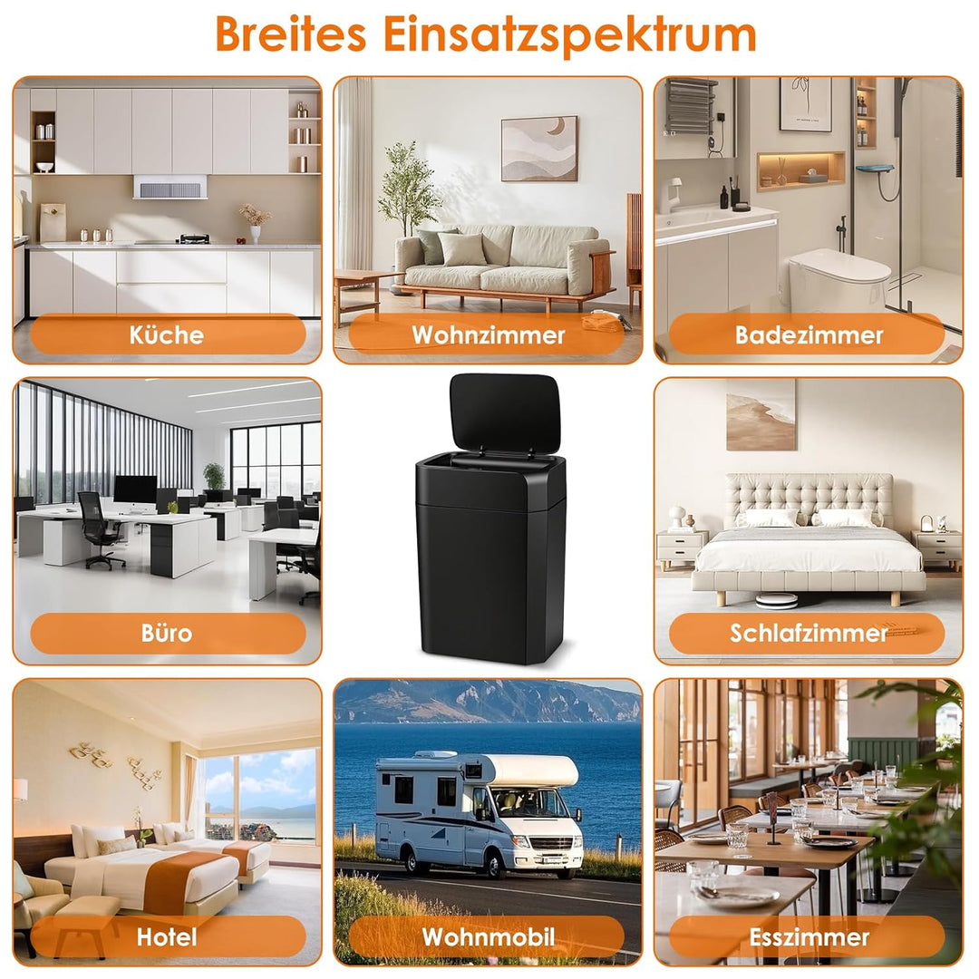 16L Mülleimer mit Sensor, Automatik Touchless Mülleimer mit Hand und Knie Sensor, Schnelle Reaktion,