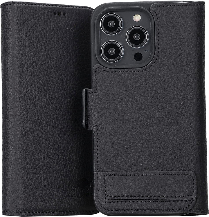 Solo Pelle aufklappbare Lederhülle kompatibel für iPhone 14 Pro in 6.1 Zoll inkl. 1 Kartenfach für d