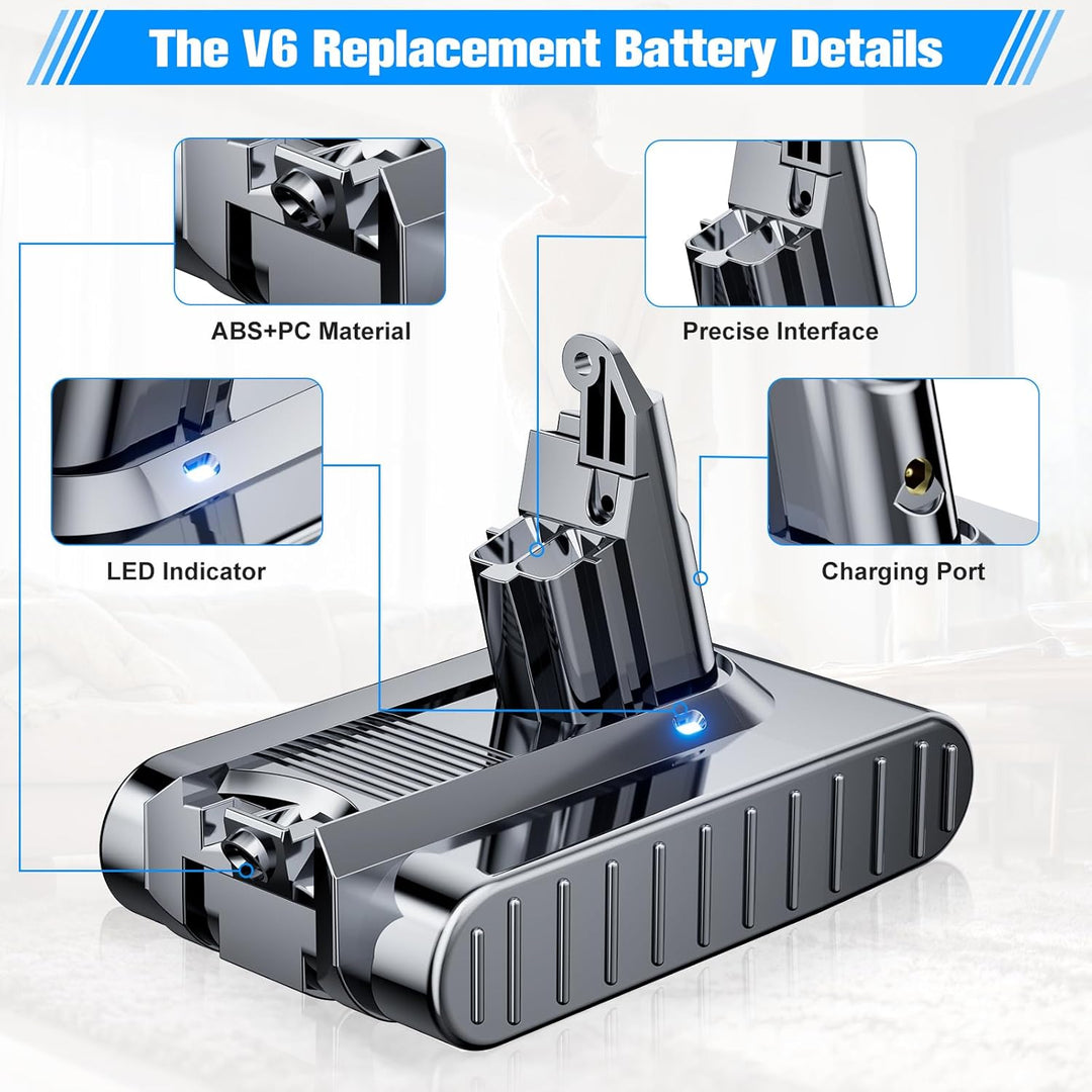 V6 Akku für Dyson, Ersatzakku für Dyson V6 Akku Kompatibel mit DC62 DC58 DC59 DC61DC62 Animal DC72 D