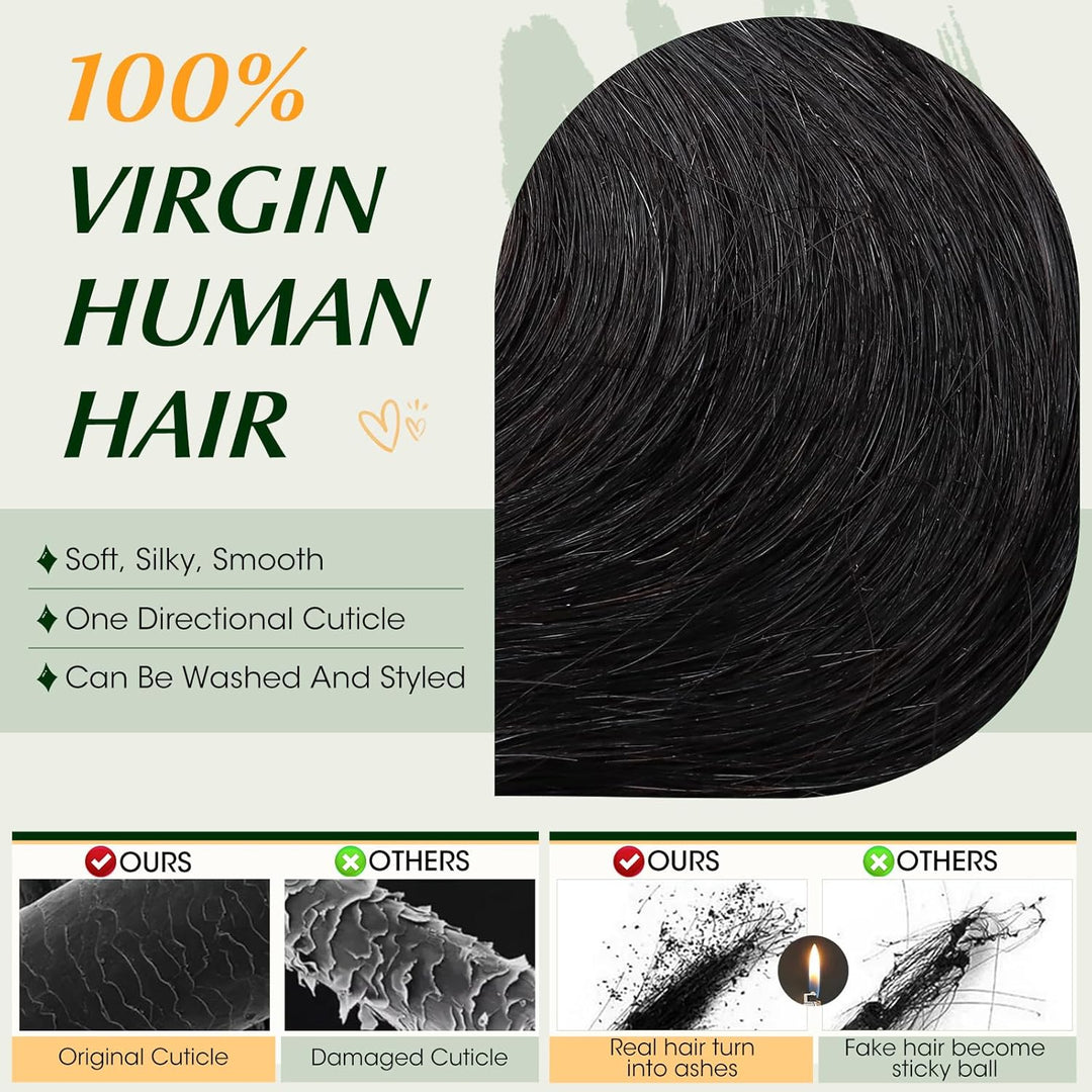 Elailite Haartressen Echthaar Schwarz Sew in Bündel Hair Extensions Tressen Haarverlängerungen Brasi