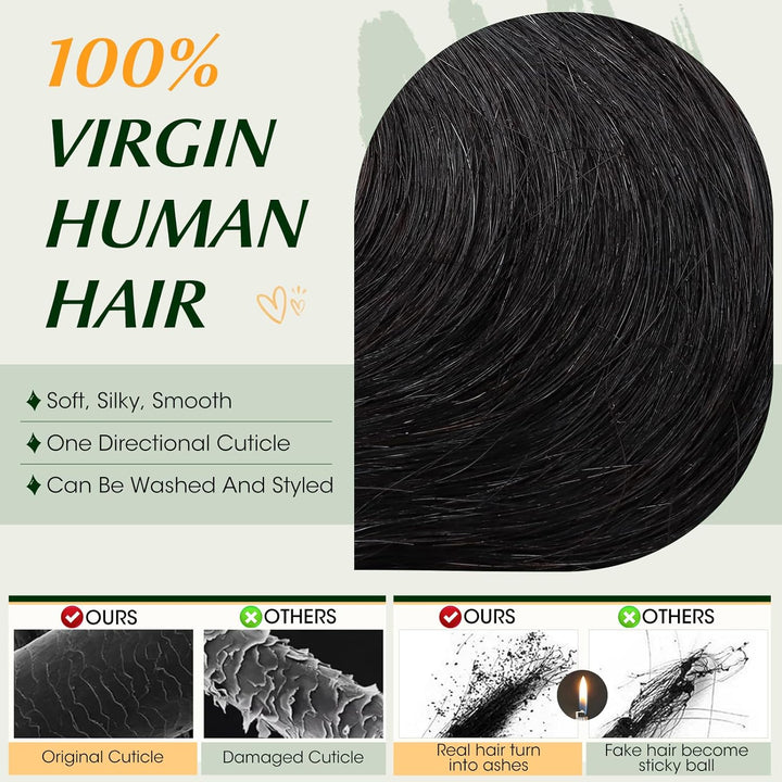 Elailite Haartressen Echthaar Schwarz Sew in Bündel Hair Extensions Tressen Haarverlängerungen Brasi