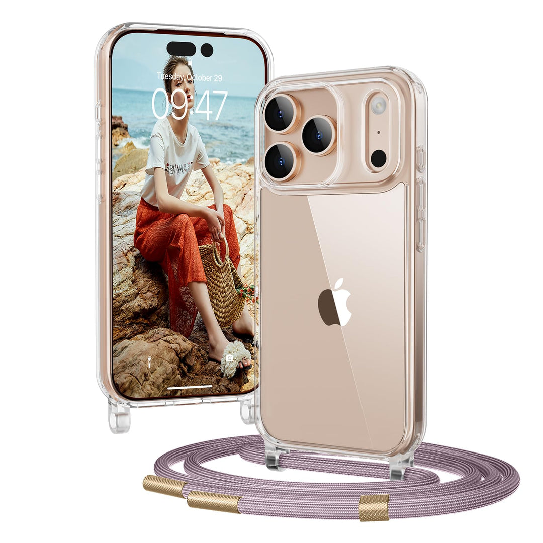 Handykette für iPhone 17 Pro Hülle mit Band, Necklace Handyhülle, Transparente Schutzhülle zum Umhän