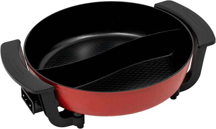 220V Elektrischer Hot Pot Chinesischer Hot Pot 6L 1360W Hotpot Topf mit Glasdeckel und Antihaftbesch