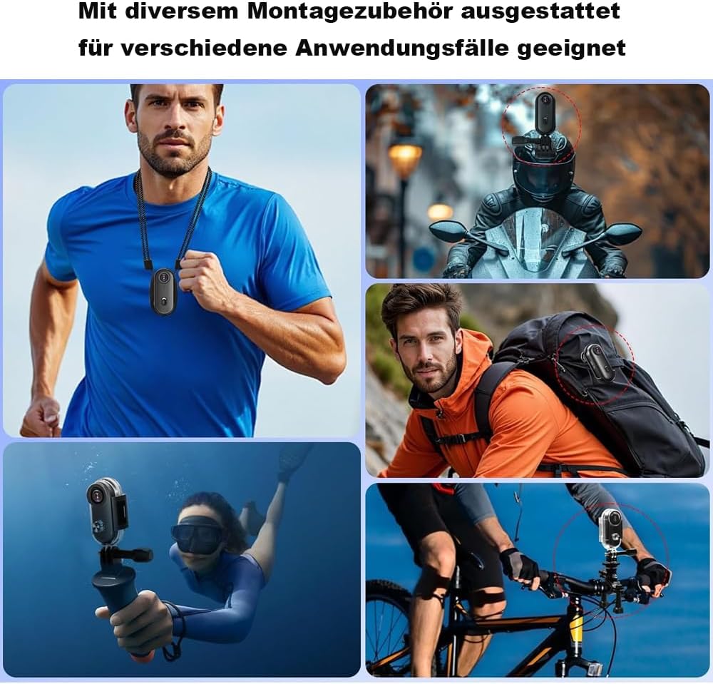 Winnes 4K Action Camera Mini Daumengrösse Sportkamera POV Kamera 4K WiFi Helm Action Camera Magnetmo
