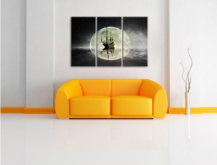 Pixxprint Geisterschiff im Weltall als Leinwandbild/Grösse: 3 Teilig (120x80) cm/Wandbild/Kunstdruck