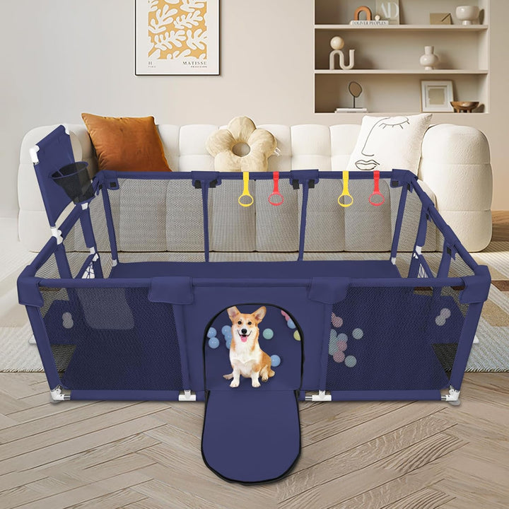 Laufstall, XXL, faltbar, modulierbar, für Babys, mit Barrieren/Netzen/Ozeanball/4 Griffen, extra gro