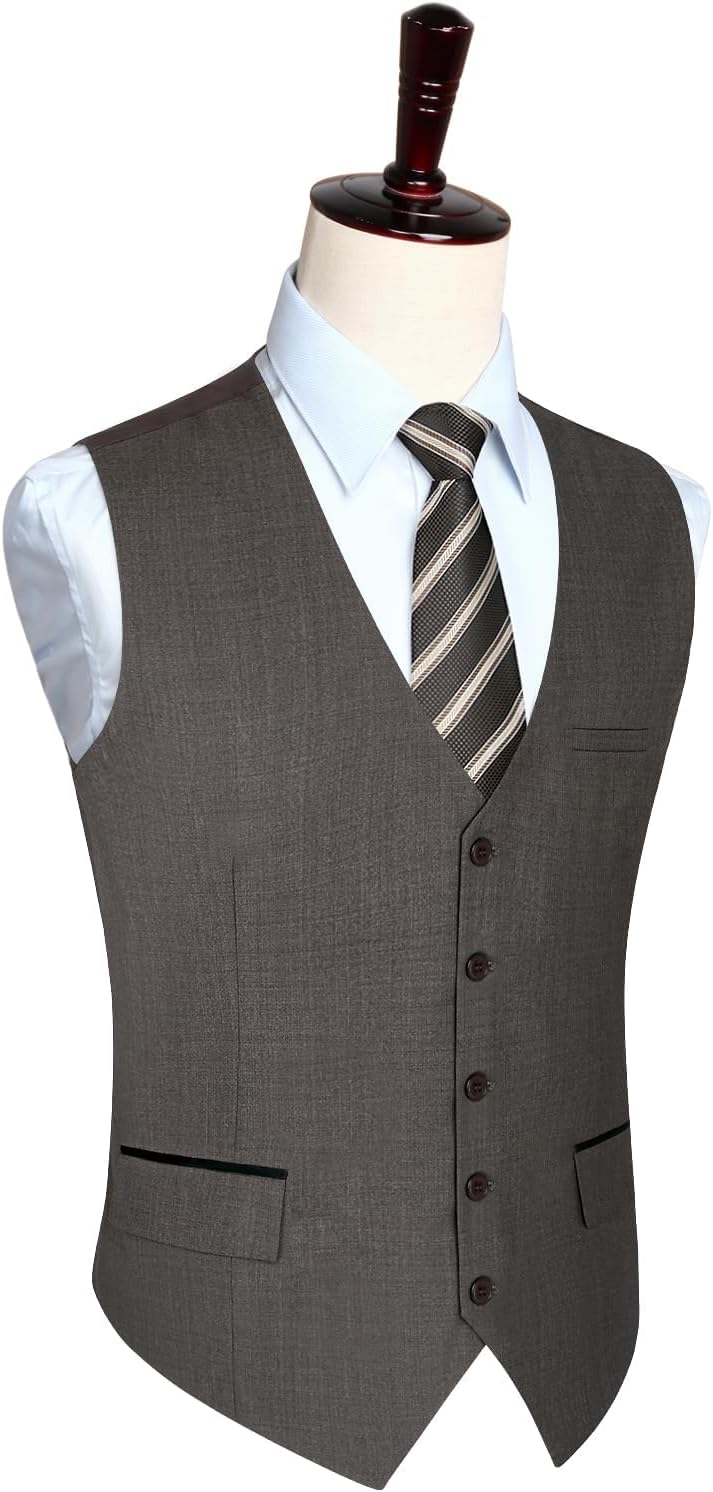 HISDERN Anzugweste für Herren Elegant Hochzeit Weste Klassische Einfarbig Casual Businessweste Forme