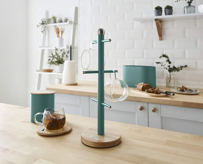 Swan Nordic Tassenhalter für 6 Tassen Kohlenstoffstahl und Sockel aus Bambus Modernes Design, 6 Zwei