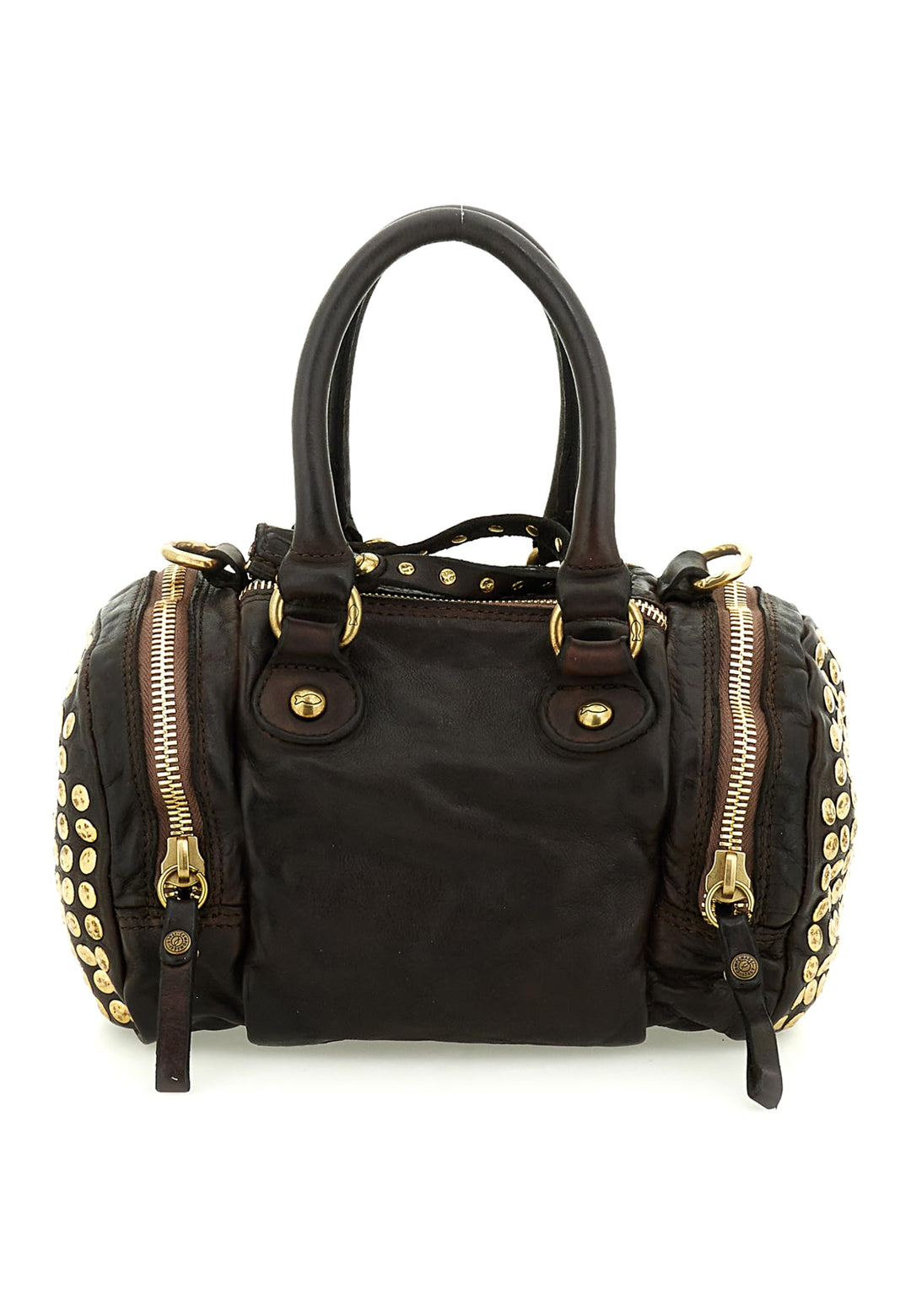 Campomaggi Damen Bowling-Tasche aus Leder mit Nieten Braun Einheitsgrösse Braun, Einheitsgrösse Brau