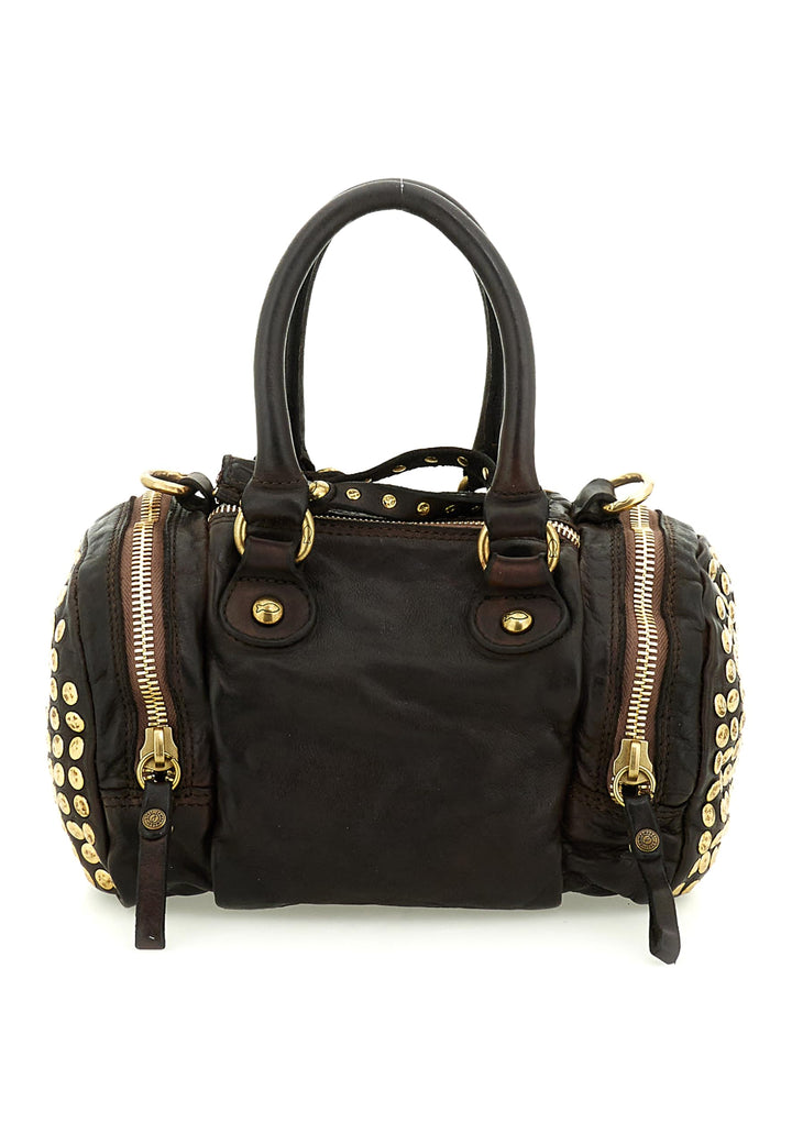 Campomaggi Damen Bowling-Tasche aus Leder mit Nieten Braun Einheitsgrösse Braun, Einheitsgrösse Brau