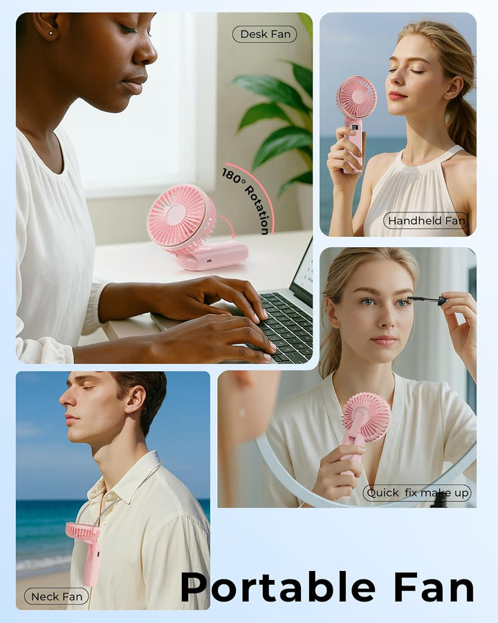 Tragbarer Mini-Ventilator Mit 4000mAh und LED-Display - 180° Verstellbar, Wiederaufladbar, 6 Geschwi