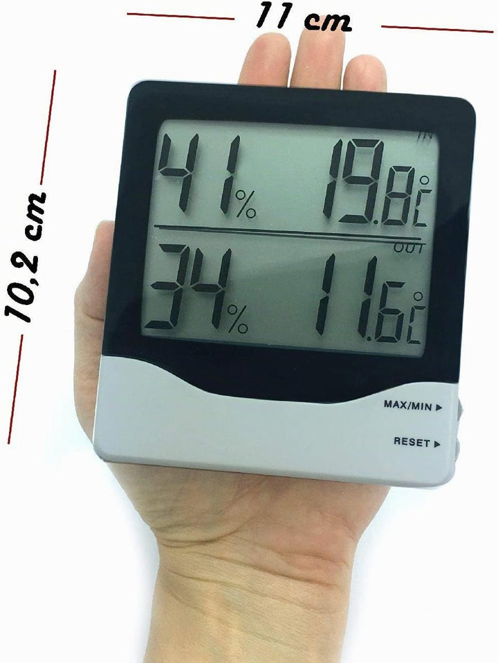TFA Dostmann Digitales Thermo-Hygrometer für Raum- und Aussenklima, Höchst- und Tiefstwert, L 102 x