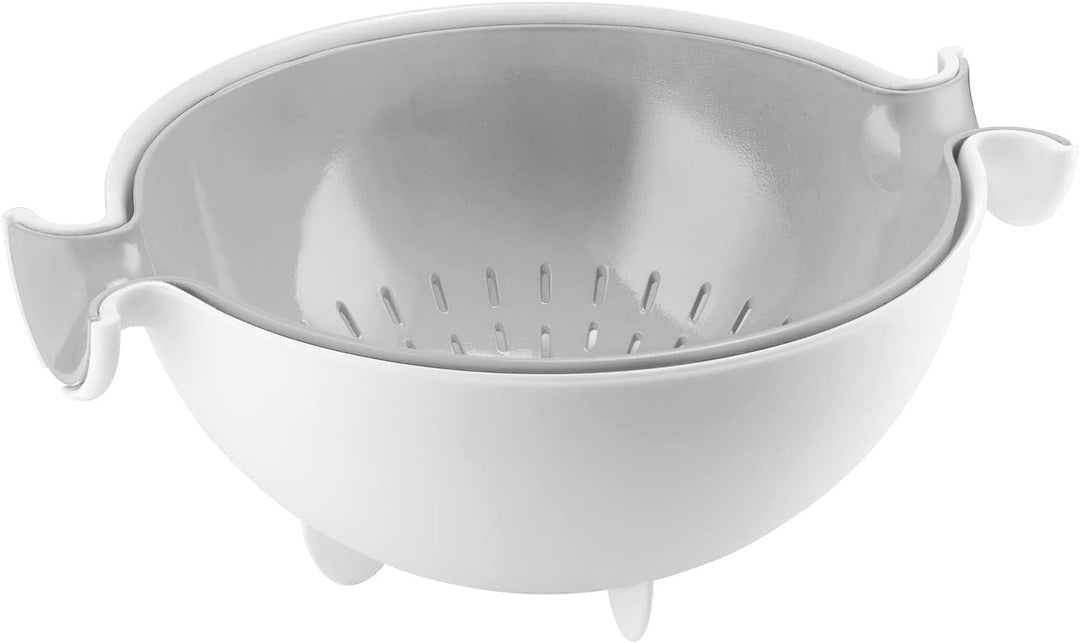 Guzzini - Kitchen Active Design, Set Abtropfsieb mit Behälter Spin&Drain - Grau, 30 x 25 x h12,5 cm