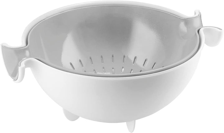 Guzzini - Kitchen Active Design, Set Abtropfsieb mit Behälter Spin&Drain - Grau, 30 x 25 x h12,5 cm