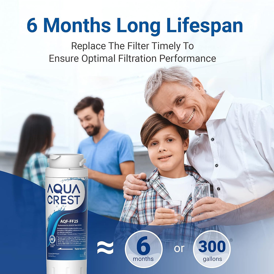 3x AQUACREST 644845 Kühlschrank Wasserfilter Ersatz, Kompatibel mit Bosch Ultra Clarity 644845, Siem