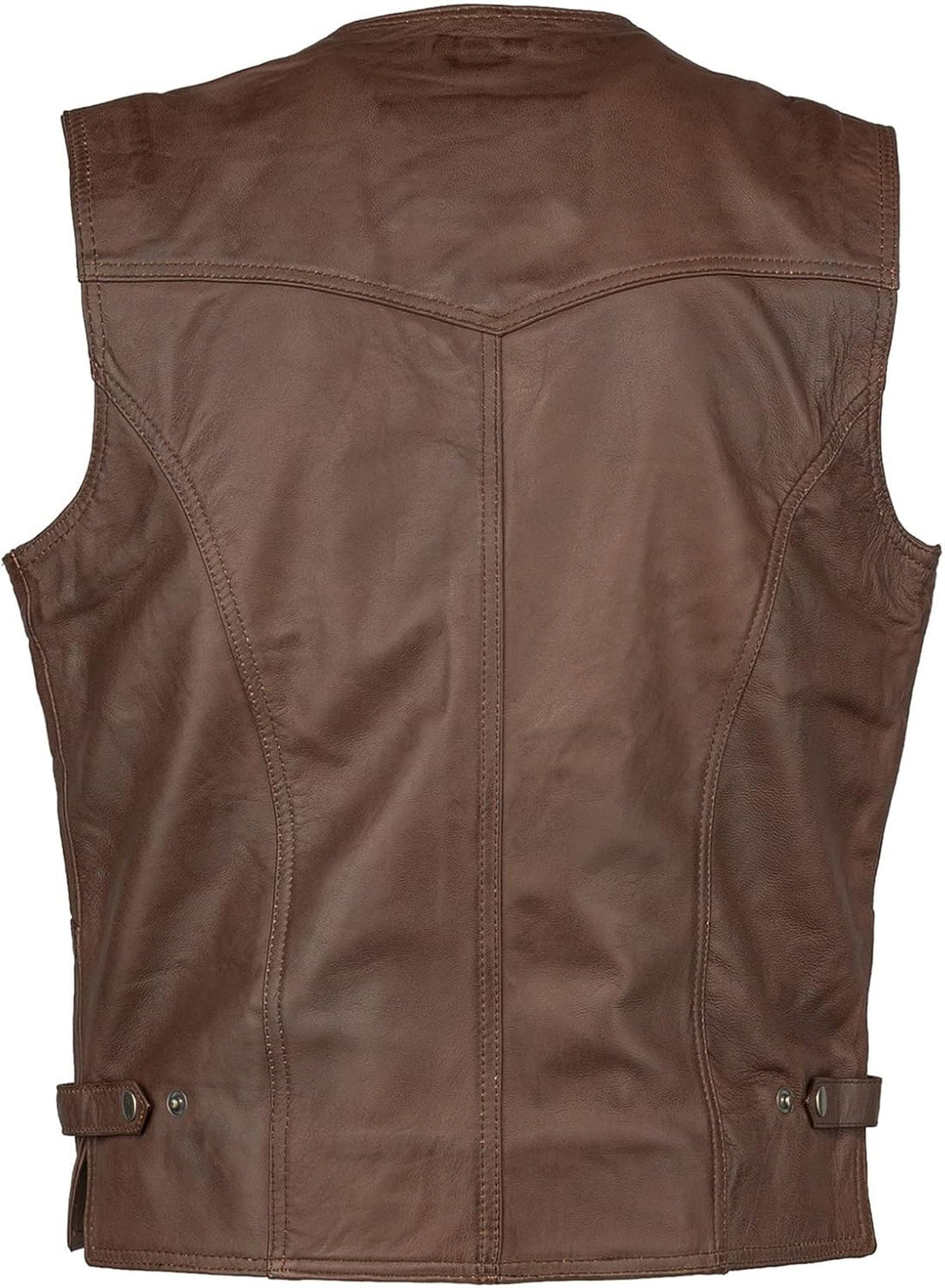 URBAN 5884 Bikergilet aus echtem Leder, bequemes Schafsfell, Bikergilet mit Knopfverschluss XXL brau