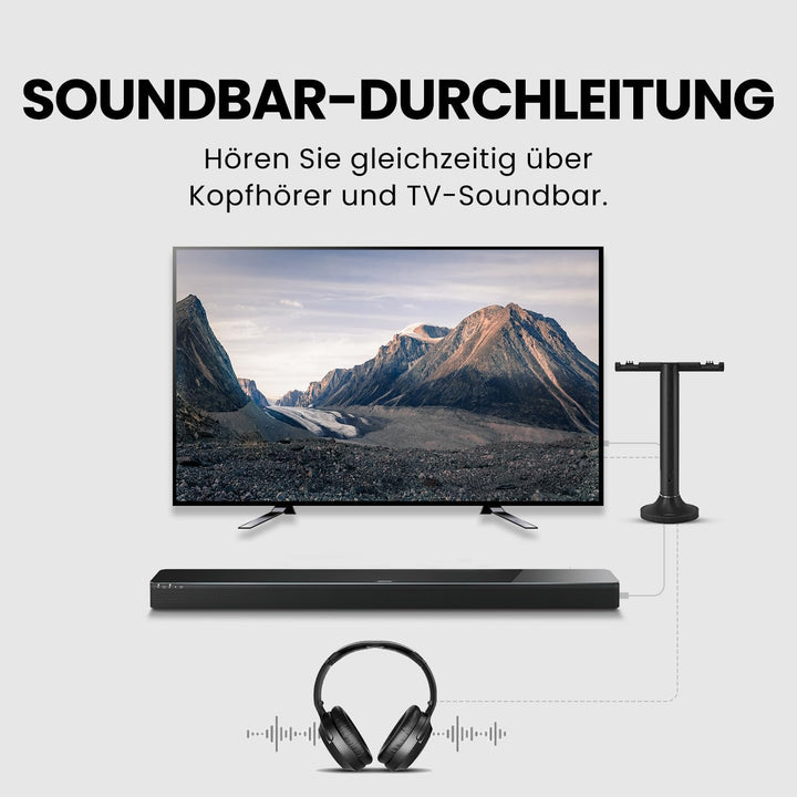 Avantree Duet - Kabelloser Dual Funkkopfhörer Kabelloser Kopfhörer zum Fernsehen TV mit Sender Lades