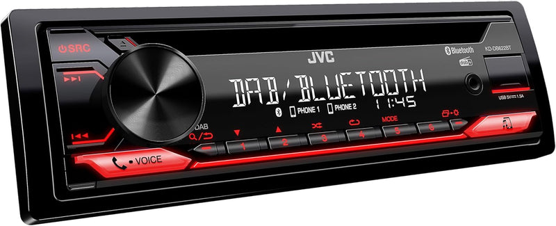 JVC KD-DB622BT CD-Autoradio mit DAB+ und Bluetooth Freisprecheinrichtung (Soundprozessor, USB, AUX-I