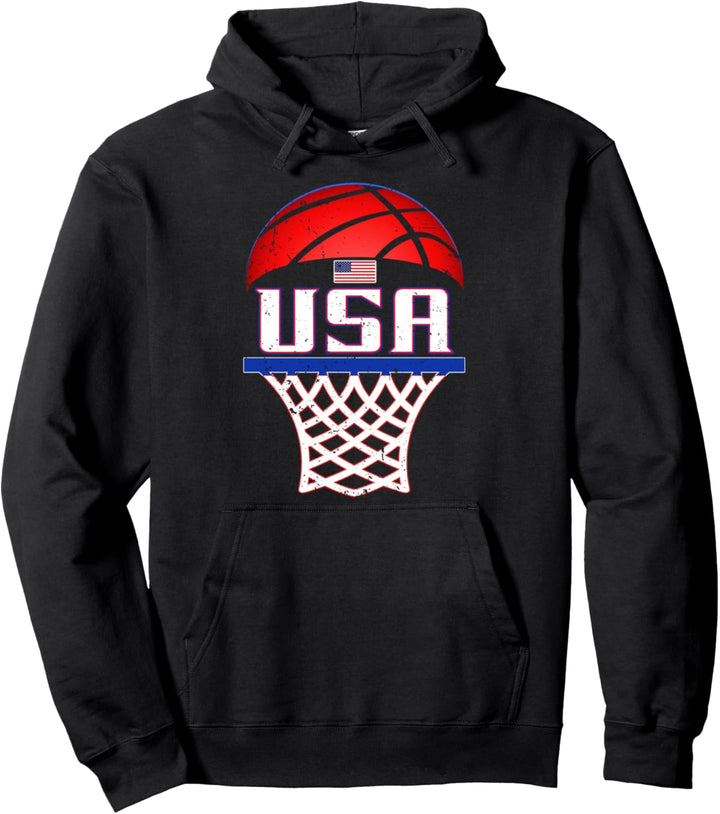 USA Patriotic Pride American Flag basketball 4th of July Pullover Hoodie