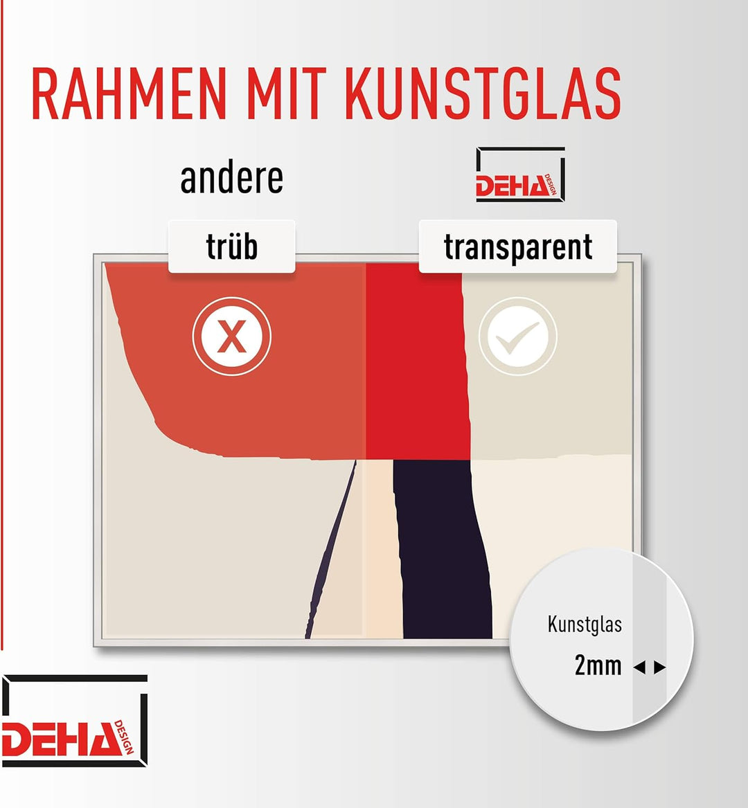 DEHA Design Bilderrahmen Boston, A2 42x59,4 cm, Aluminium Silber, bruchsicheres Acrylglas, für Poste