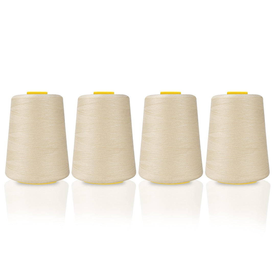 Curtzy Nähgarn Set Polyester Nähgarn Nähmaschine in Beige (4 Stk) – 11cm Garn für Nähmaschine Faden