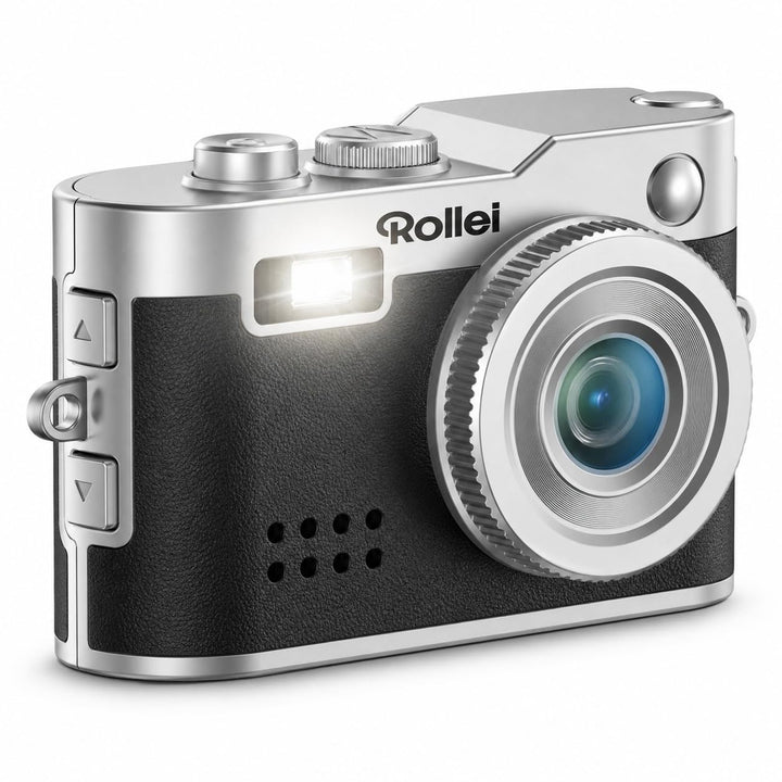 Elprico Retro -Digitalkamera, 1080p Vintage Style Point and Shoot Vlogging Camera mit Blitzlicht und