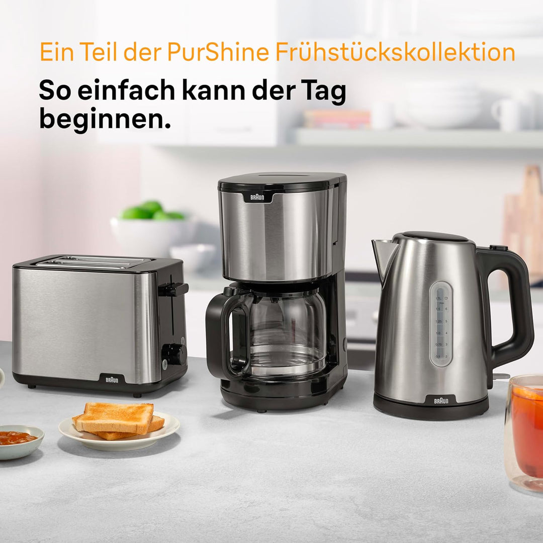 Braun PurShine Wasserkocher WK1500 BK – Teekocher mit 360° Basis, Abschaltautomatik, 1,7 L Füllmenge