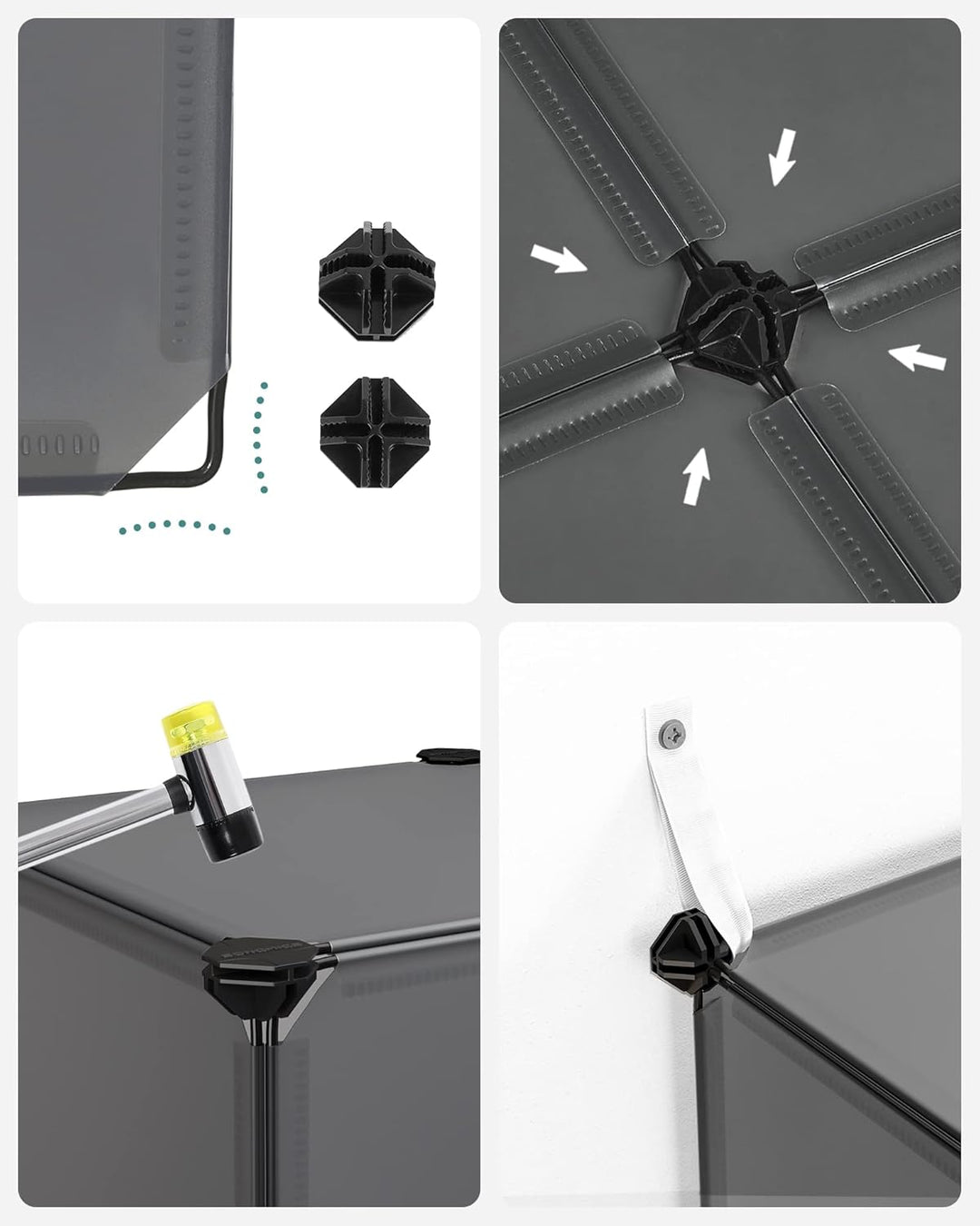 SONGMICS Schuhregal, Regalsystem, Steckregal, 16 Würfel x 2, DIY Würfelregal, stapelbar, aus PP-Kuns