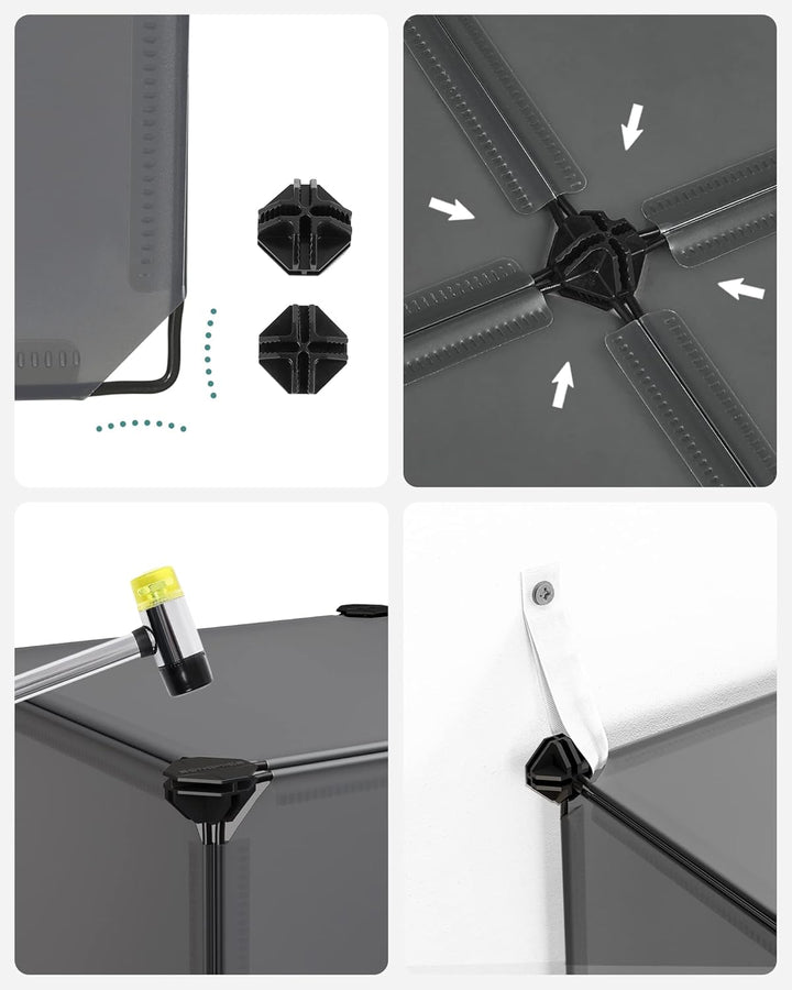SONGMICS Schuhregal, Regalsystem, Steckregal, 16 Würfel x 2, DIY Würfelregal, stapelbar, aus PP-Kuns