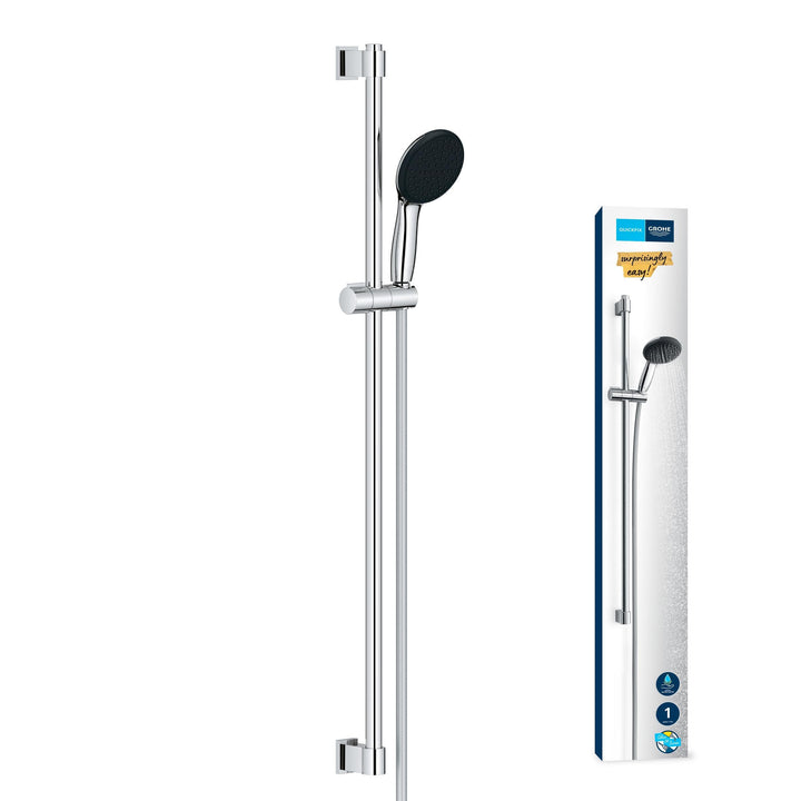 GROHE Vitalio 110, Duschset wassersparend, 8l pro Min (Duschstangenset mit: Duschkopf 1 Strahlart, 1