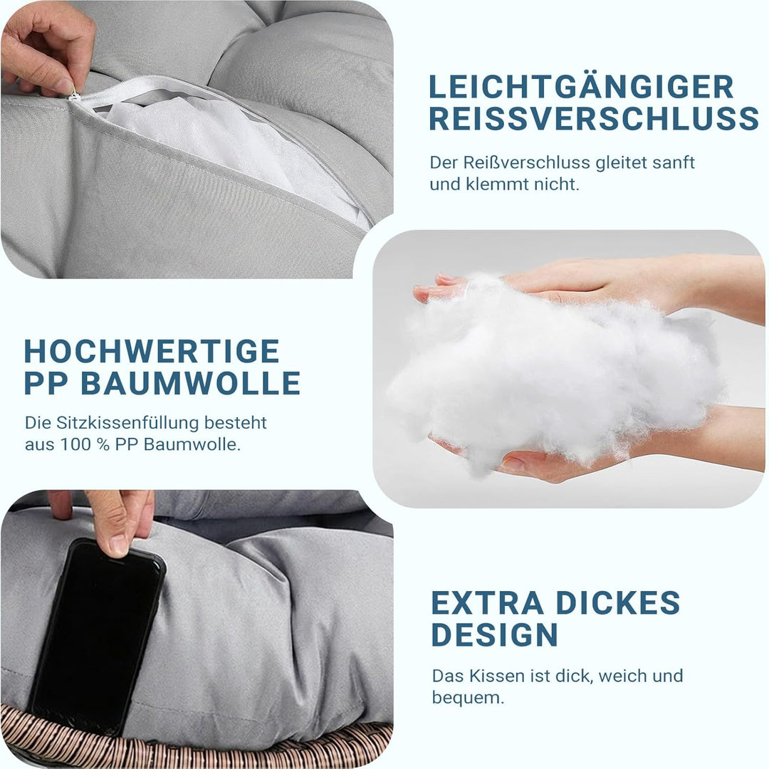 Hängesessel Kissen Ersatzkissen Outdoor: Thick Soft Polyester Sitzkissen 80x120 cm Egg Swing Cushion