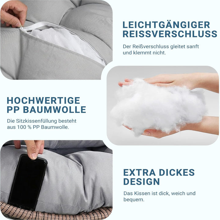 Hängesessel Kissen Ersatzkissen Outdoor: Thick Soft Polyester Sitzkissen 80x120 cm Egg Swing Cushion