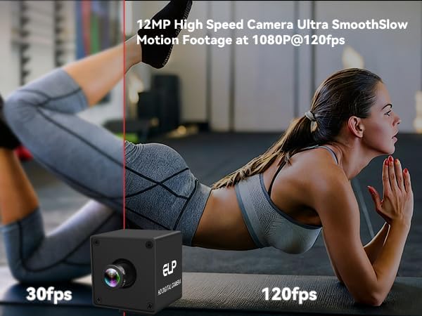 ELP 12MP USB Kamera 1080p@120fps Hochgeschwindigkeits-Webcam für industrielle Sicherheit mit 4K-Aufl